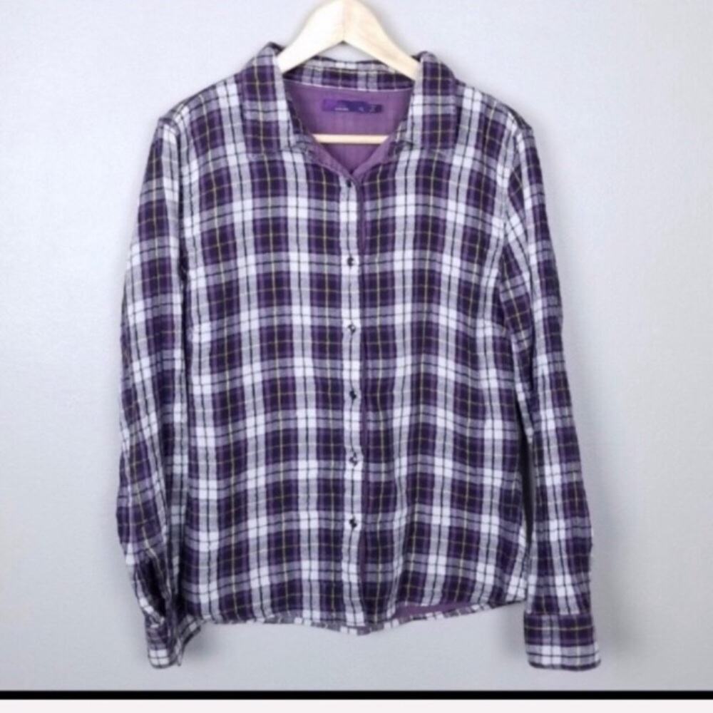 Prana purple plaid Button down Top